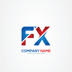FX or XF Creative Modern Letters Logo Design Element red and blue