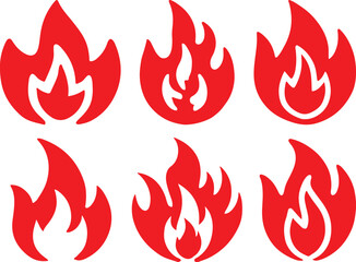 Fire icon silhouette vector set