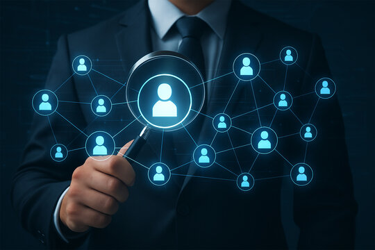 人材検索とネットワークを象徴するビジネスシーン