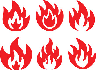Fire icon silhouette vector set