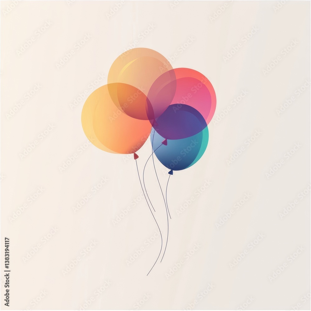 Leinwandbilder floating balloons in soft gradients create a festive atmosphere with modern minimalist design ideal 