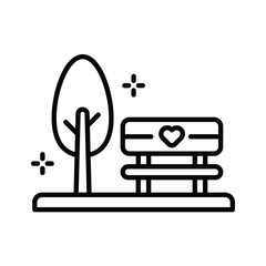 Grab this easy to use line icon of garden bench with tree