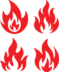 Fire icon silhouette vector set