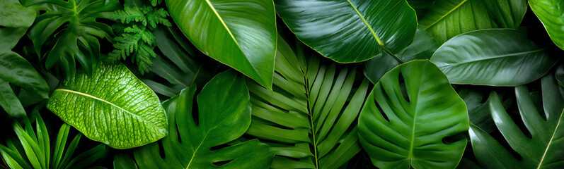 Fototapeta premium an overhead shot looking down at a dense arrangement of large green leaves