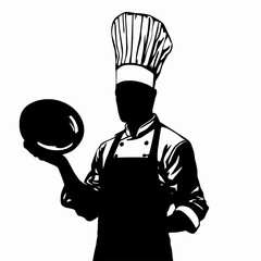 Naklejka premium Chef Silhouette Illustration - Professional Cooking and Culinary Concept
