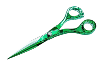 Green scissors on a clean surface, inviting creativity and precision in crafting