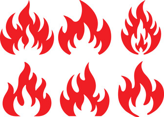 Fire icon silhouette vector set