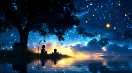 krishna and radha in a dreamlike setting