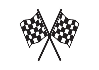 Fototapeta premium Two crossed checkered Flag NASCAR Racing flag, sports finish line flag silhouette Vector