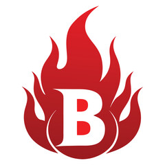 vector fire letter b logo template burning flame