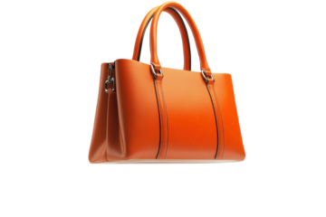 A stylish orange handbag showcasing elegance and modern design in a minimalist setting