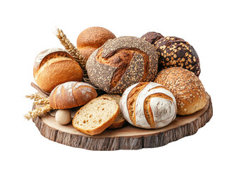 Artisan bread selection bakery food rustic isolated on transparent background