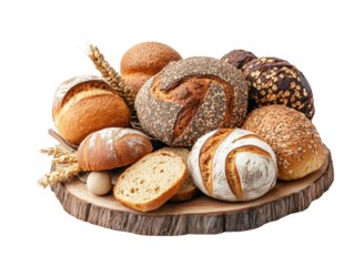 Artisan bread selection bakery food rustic isolated on transparent background