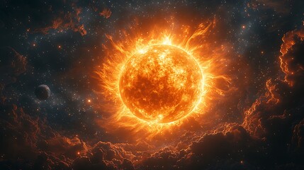 Obraz premium Massive solar eruption outer space high resolution picture