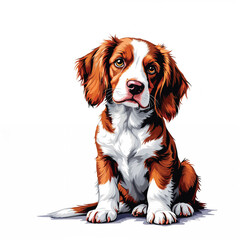 Adorable Cartoon Brittany Spaniel Puppy Vector Illustration