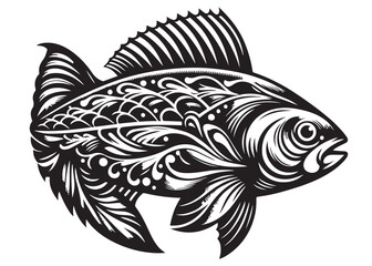 Black silhouette of fish logo vector, fish logo icon silhouette, aquarium fish logo silhouette, silhouette of fish animals vector, Jumping fish isolated on white background