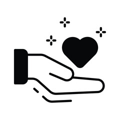 Hand giving love icon amazingly designed in glyph style