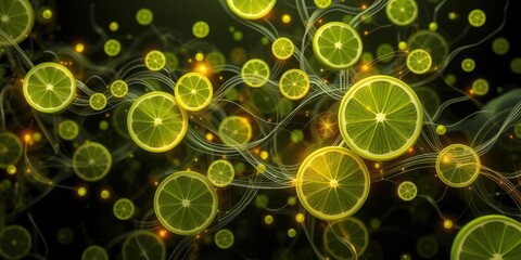 Vibrant Lime Slices Abstract Background Fresh Citrus Juicy Energy Food
