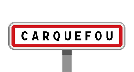 Panneau sur poteau central de Carquefou, Loire-Atlantique, Pays de la Loire