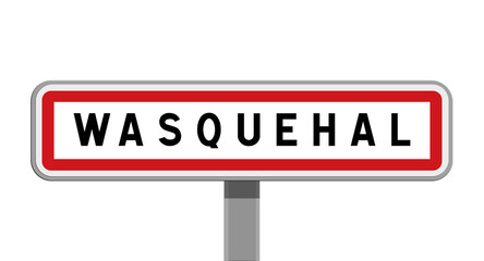 Panneau sur poteau central de Wasquehal, Nord, Hauts-de-France