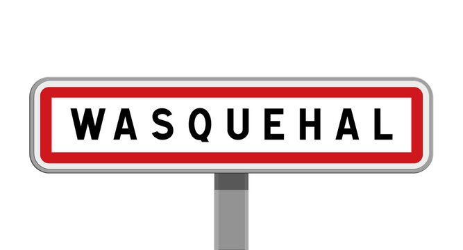 Panneau sur poteau central de Wasquehal, Nord, Hauts-de-France