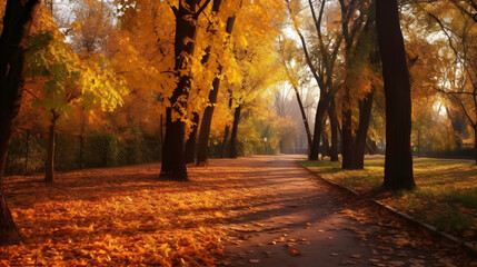 A Colorful Autumn Park With Sharp Leaves