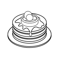 Pancake Black Outline Vector Illustration for Logos

