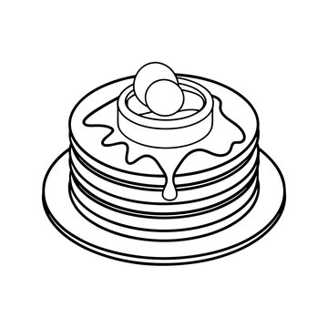 Pancake Black Outline Vector Illustration for Logos

