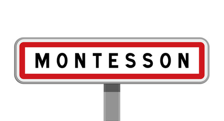 Panneau sur poteau central de Montesson, Yvelines, Île-de-France