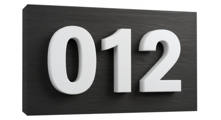 Minimalist White Number Signage on a Textured Black Background for Modern Interiors