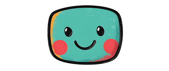 Fototapeta premium smiley face emoji flat style isolated on green background