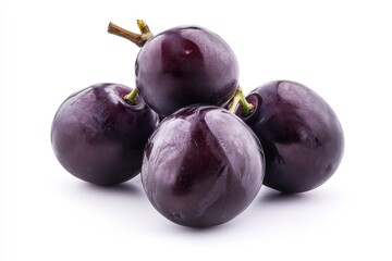 Obraz premium Fresh plums cluster on white background