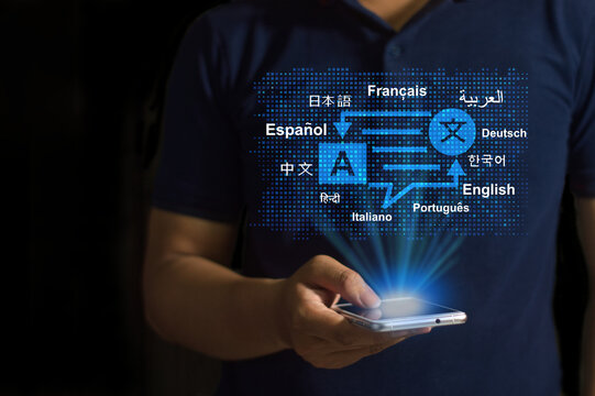 DSC_0670.4.1 Multilingual language translation technology is an automatic translation system concept. Translate on the mobile app, worldwide language conversation, speaking, and chat