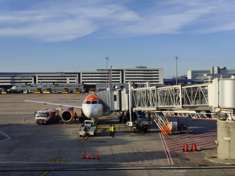 Paris, France - March 2nd, 2025: Orly airport in Paris Passenger airplane in airport