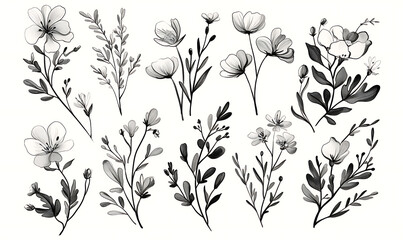 Floral flower vector Illustrations on white background
