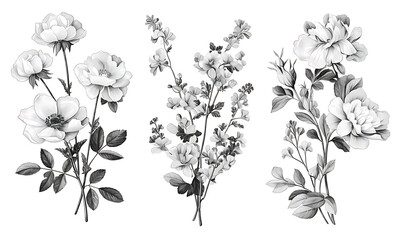 Floral flower vector Illustrations on white background