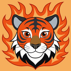 Angry tiger, Sumatran tiger Panthera tigris  sumatrae beautiful animal and his portrait