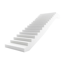 White staircase with evenly spaced steps isolated on transparent background