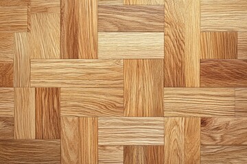 Close-up view of a light brown wooden parquet floor