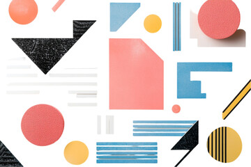 Brutalist Geometric Shapes Collection on White Background png Image 
