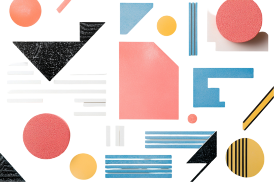 Brutalist Geometric Shapes Collection on White Background png Image 