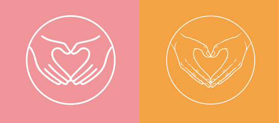 hands making heart shape  abstract symbol for cosmetics and packaging, jewellery, hand crafted or beauty products
