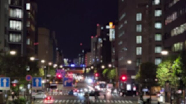 東京夜景　都市　千代田区東神田　道路　交通　イメージ　ぼかし