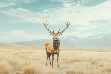 Fototapeta premium Majestic deer in a vast landscape