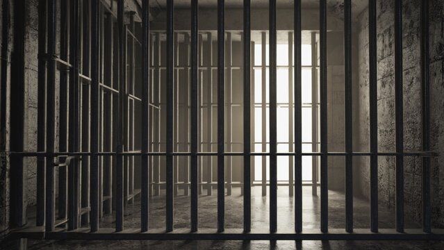 A close-up view of a jail cell with bars and a small window