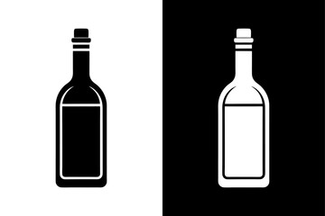 Alcohol Bottle Silhouette Vector Icon Black & White Design.