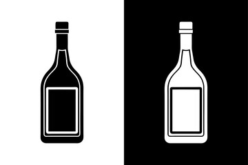 Alcohol Bottle Silhouette Vector Icon Black & White Design.