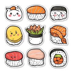 Japanese food illustrator on white background