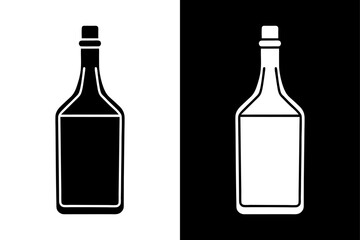 Wine bottle with label and reflection, empty and isolated on black background