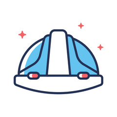 Visually appealing outline icon depicting labour hard hat